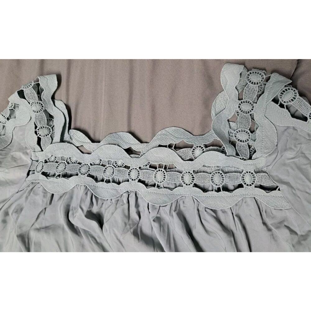Women Lace Crochet Tops 3/4 Sleeve Hollow Out Blouses Flowy Square Collar Shirts - Picture 9 of 10